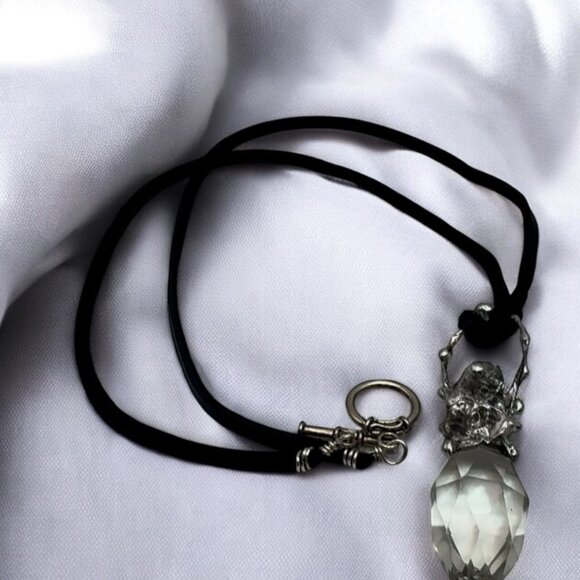 Unique Handcrafted Silver & Crystal Perfume Bottle Topper Pendant Necklace - Picture 10 of 15